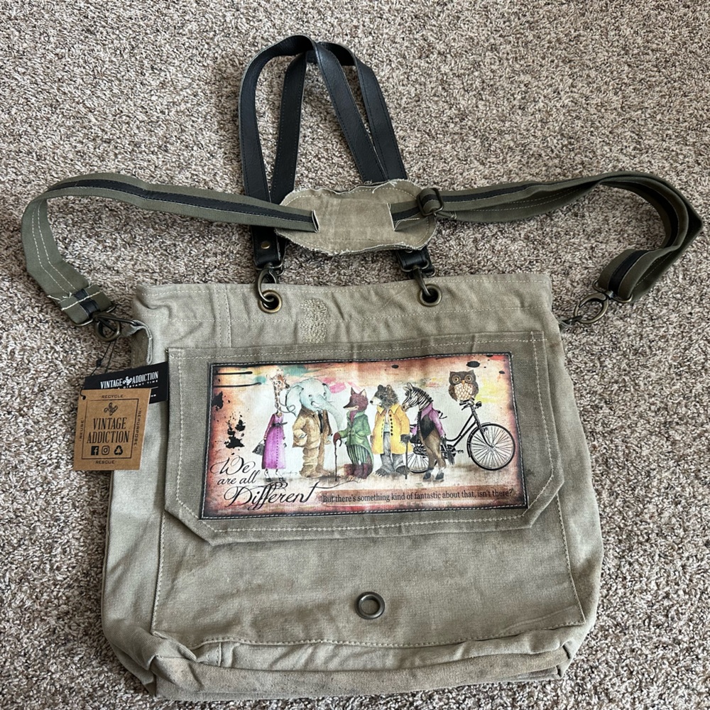 Unique one of a kind bag made out of military tents